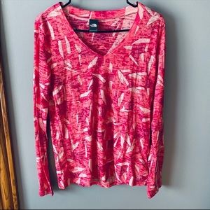 The North Face pink printed long sleeve tee